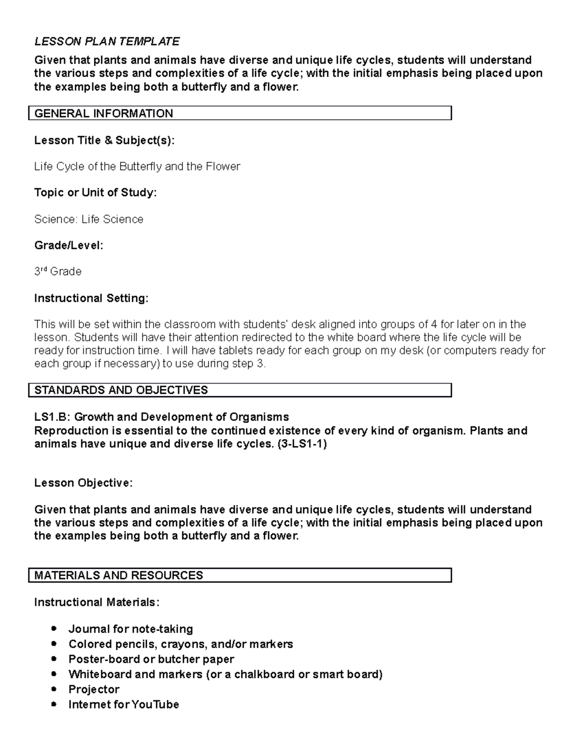 Final COPY C368 - taskwork - LESSON PLAN TEMPLATE Given that plants and ...