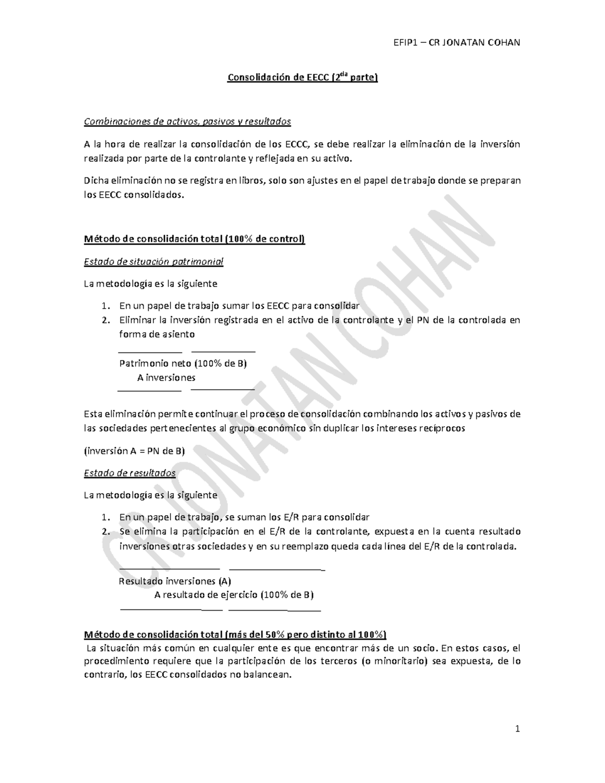 Consolidación de EECC 2DA Parte - EFIP1 – CR JONATAN COHAN 1 ...