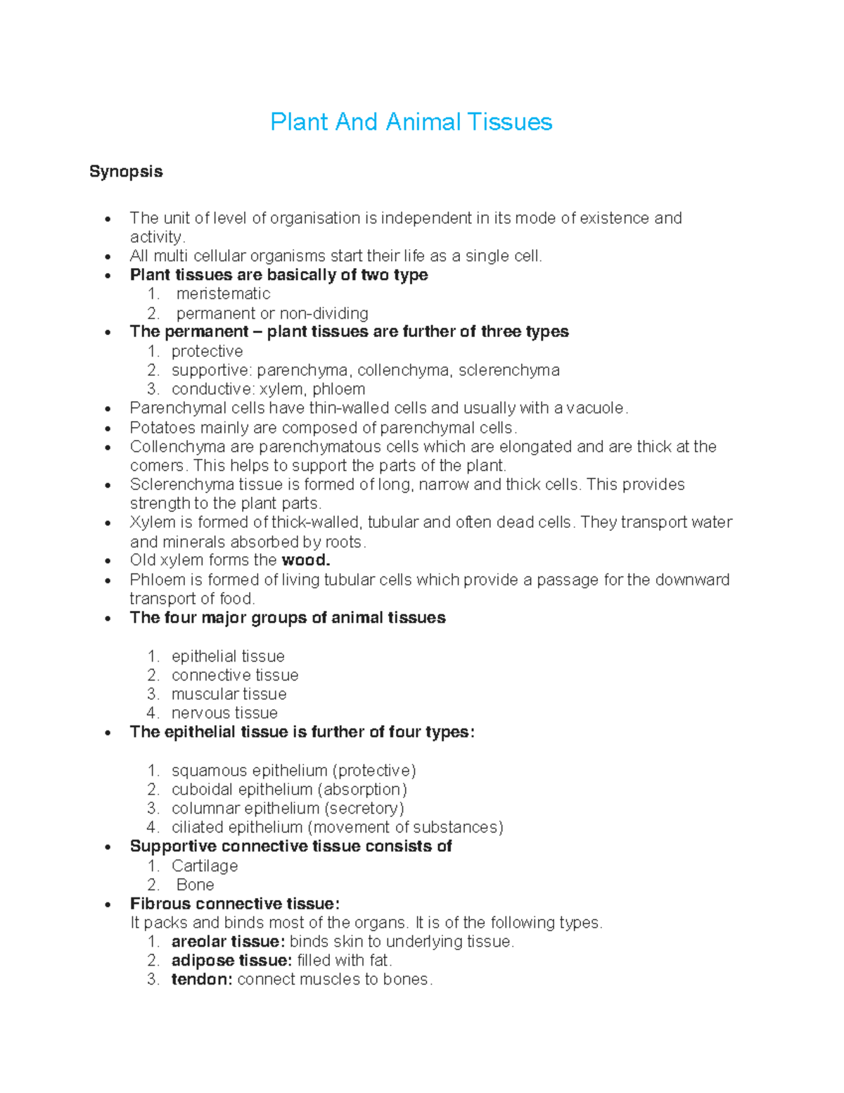 Plant And Animal Tissues - ncertbooksolutions Plant And Animal Tissues ...