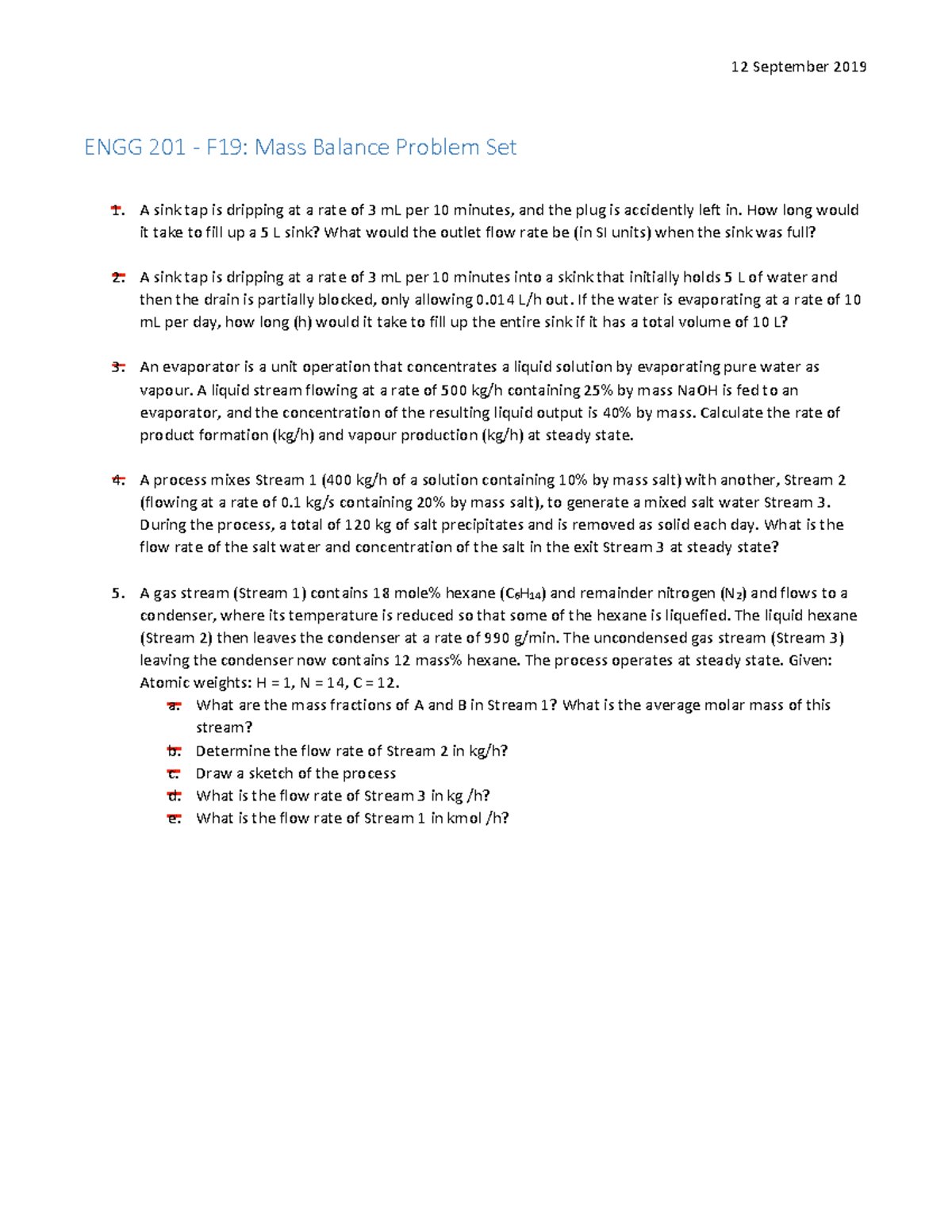 ENGG 201 Mass and material balance problems - Warning: TT: undefined ...