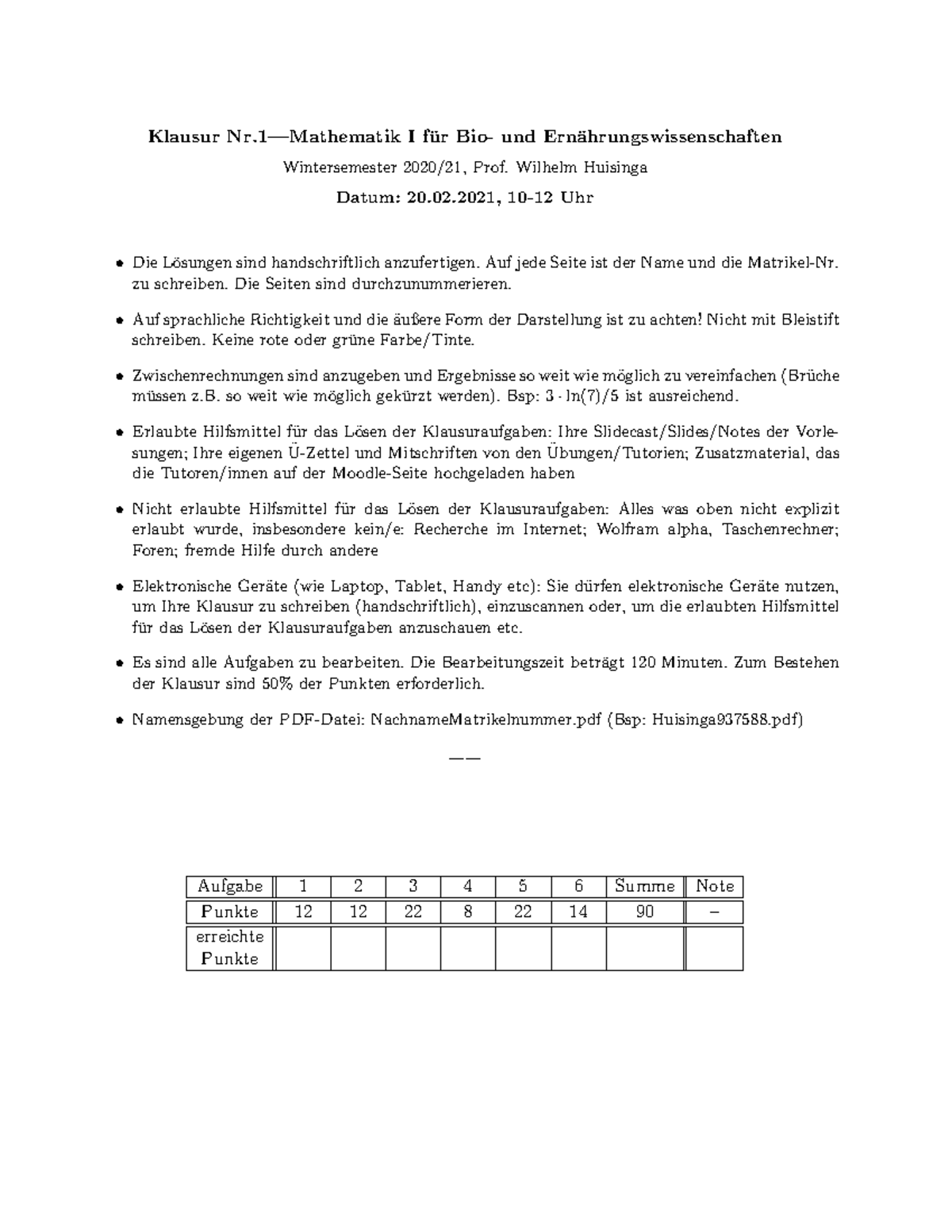 WS2020-Mathe-1-Huisinga-Klausur 1 Mit Lösung - Klausur Nr—Mathematik I ...