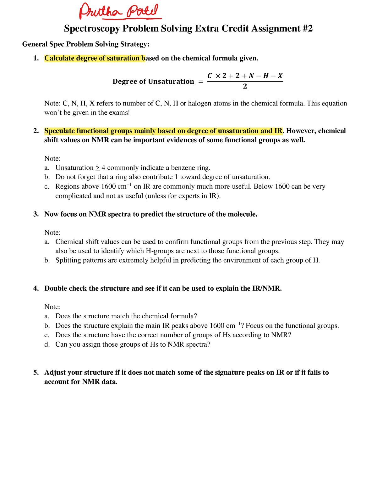 spectroscopy problem solving extra credit assignment #2