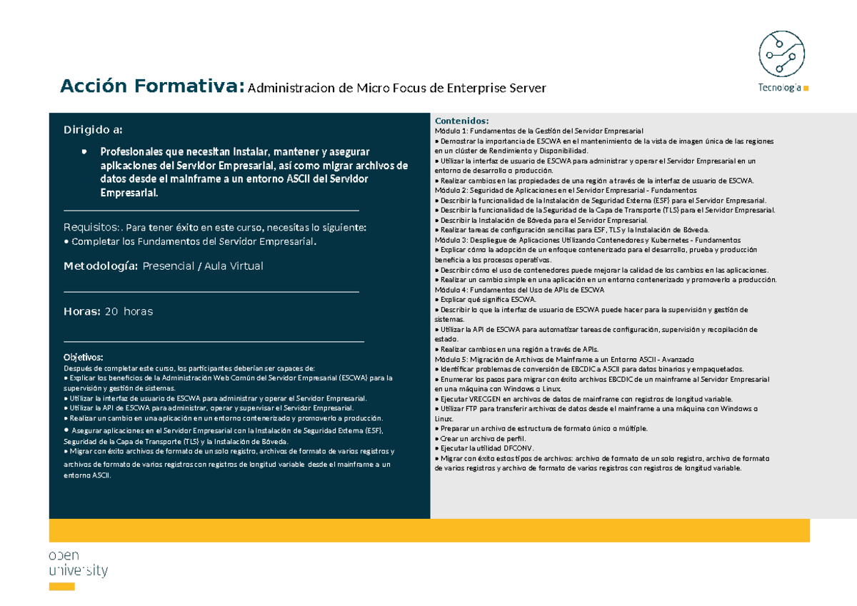 Temario Administracion de Micro Focus de Enterprise Server para Indra ...
