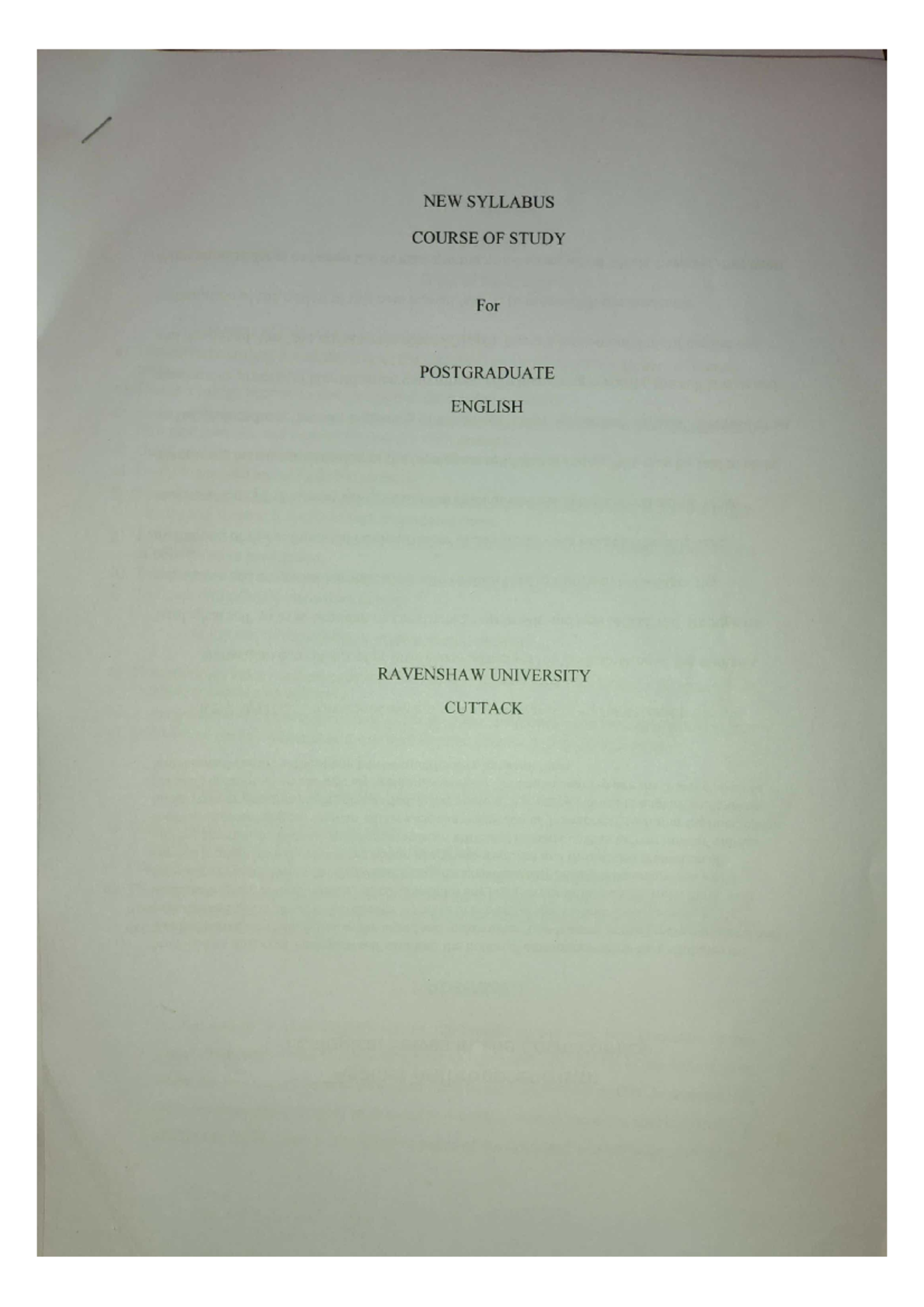 Syllabus PG English 1ST YR 2022 2024 ug english hons Studocu