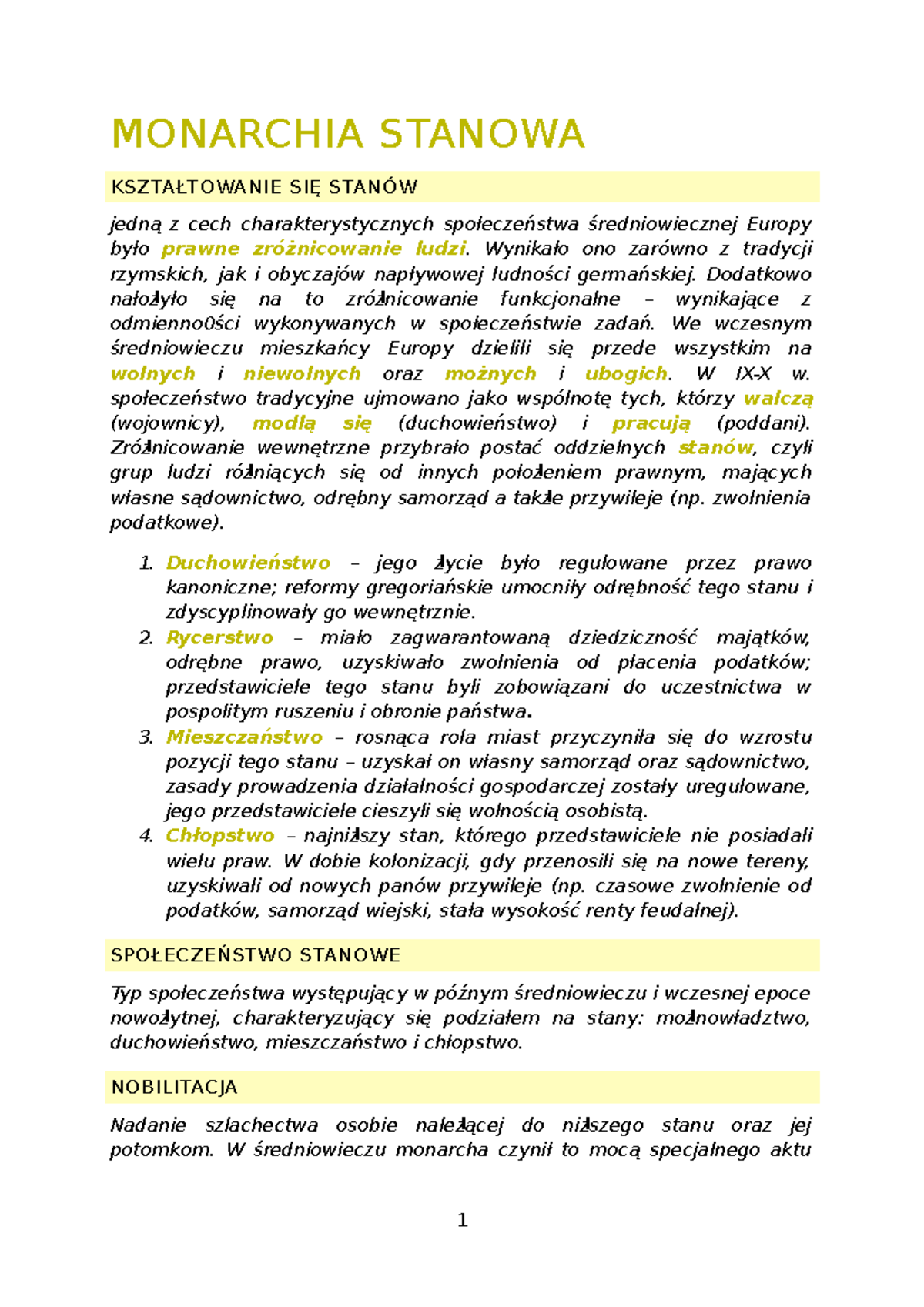 Monarchia Stanowa - Notatki Z Wykładu 10 - MONARCHIA STANOWA ...