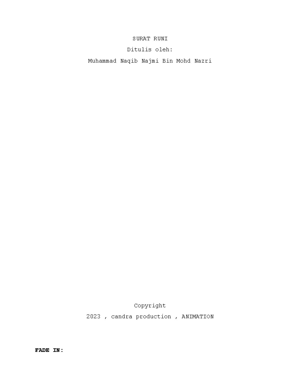Surat RUNI - nak buat script boleh tengok - SURAT RUNI Ditulis oleh ...