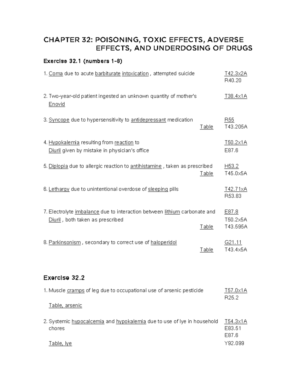 ICD10Coding Chapter 32Answers 2016 - CHAPTER 32: POISONING, TOXIC ...