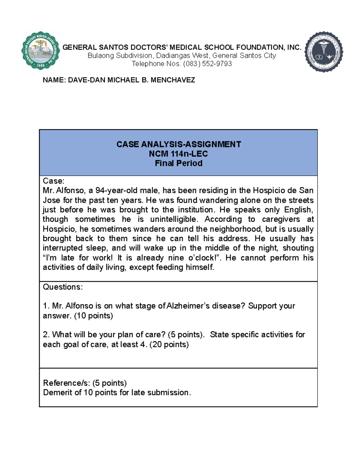 CASE Analysis GENERAL SANTOS DOCTORS’ MEDICAL SCHOOL FOUNDATION, INC