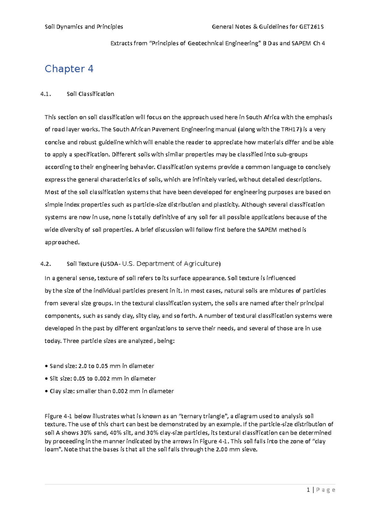 Chapter 4 Soil Classification - Extracts from “Principles of ...