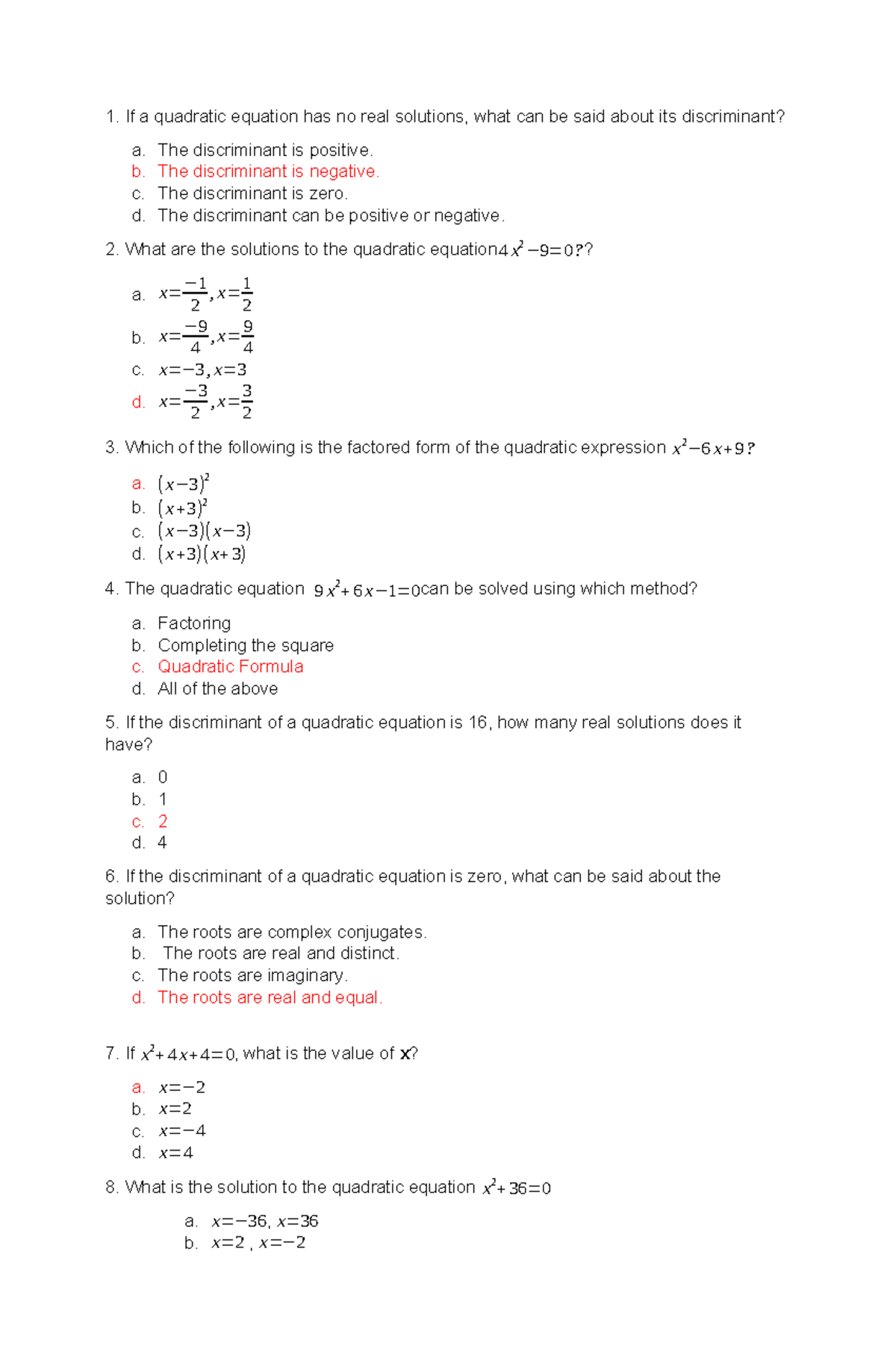 3rd Demo - Practice Teaching - If a quadratic equation has no real ...