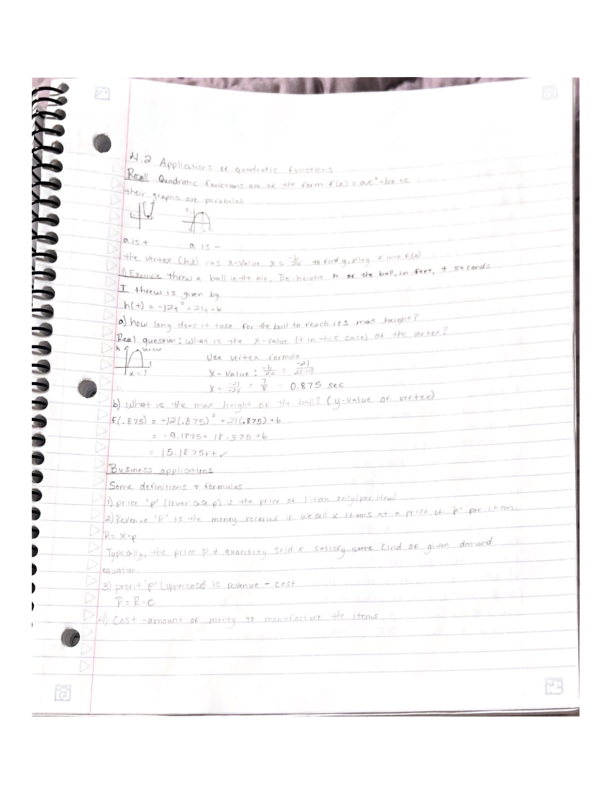 I threw is given by - unit 4.2 notes for college algebra - MAC 1105 ...