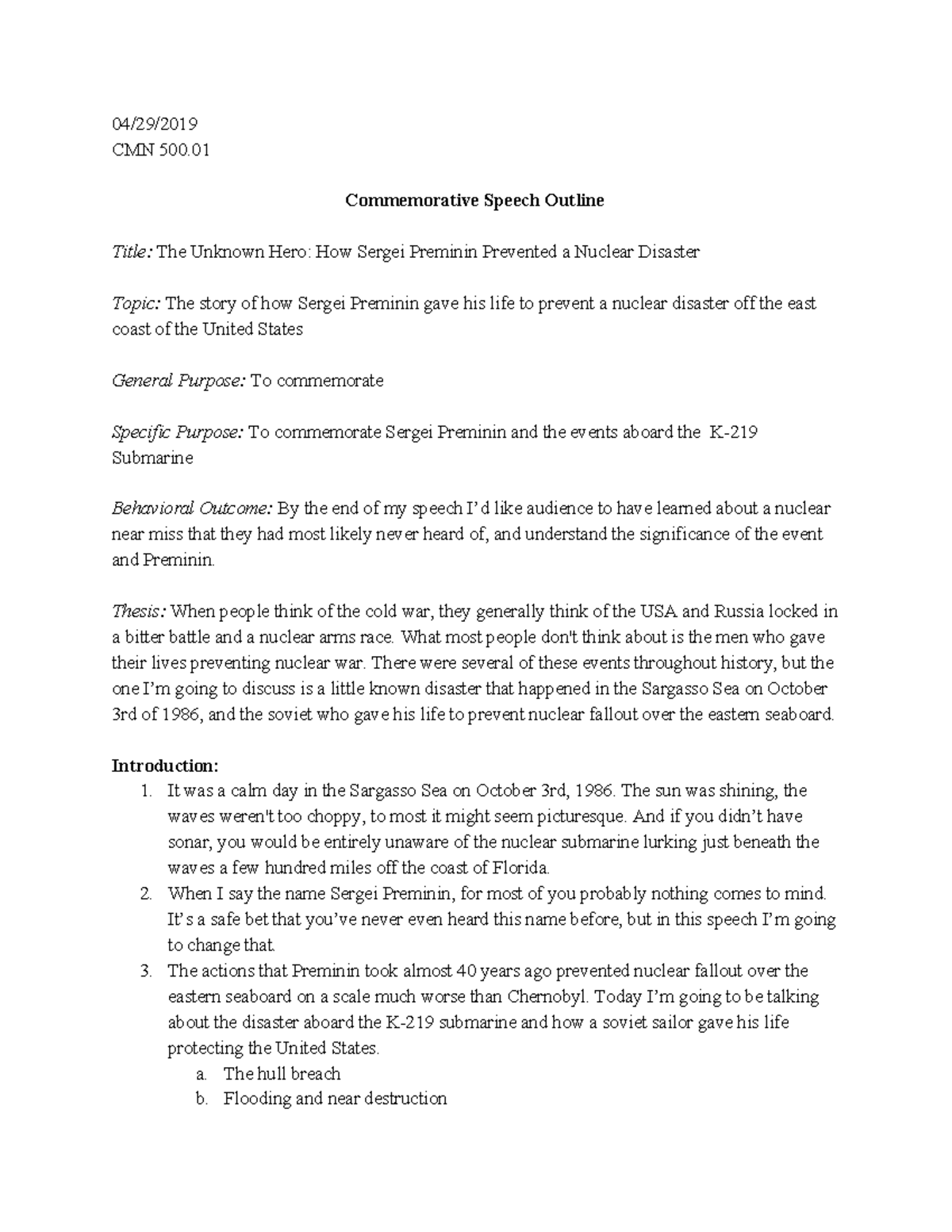 Commemorative speech assignment picture