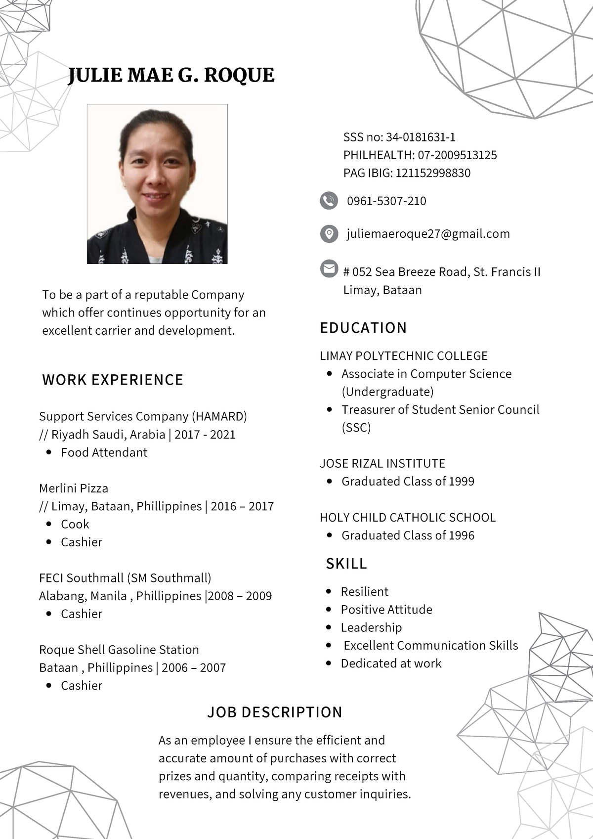 NEW Resume Julie MAE Roque - To be a part of a reputable Company which ...