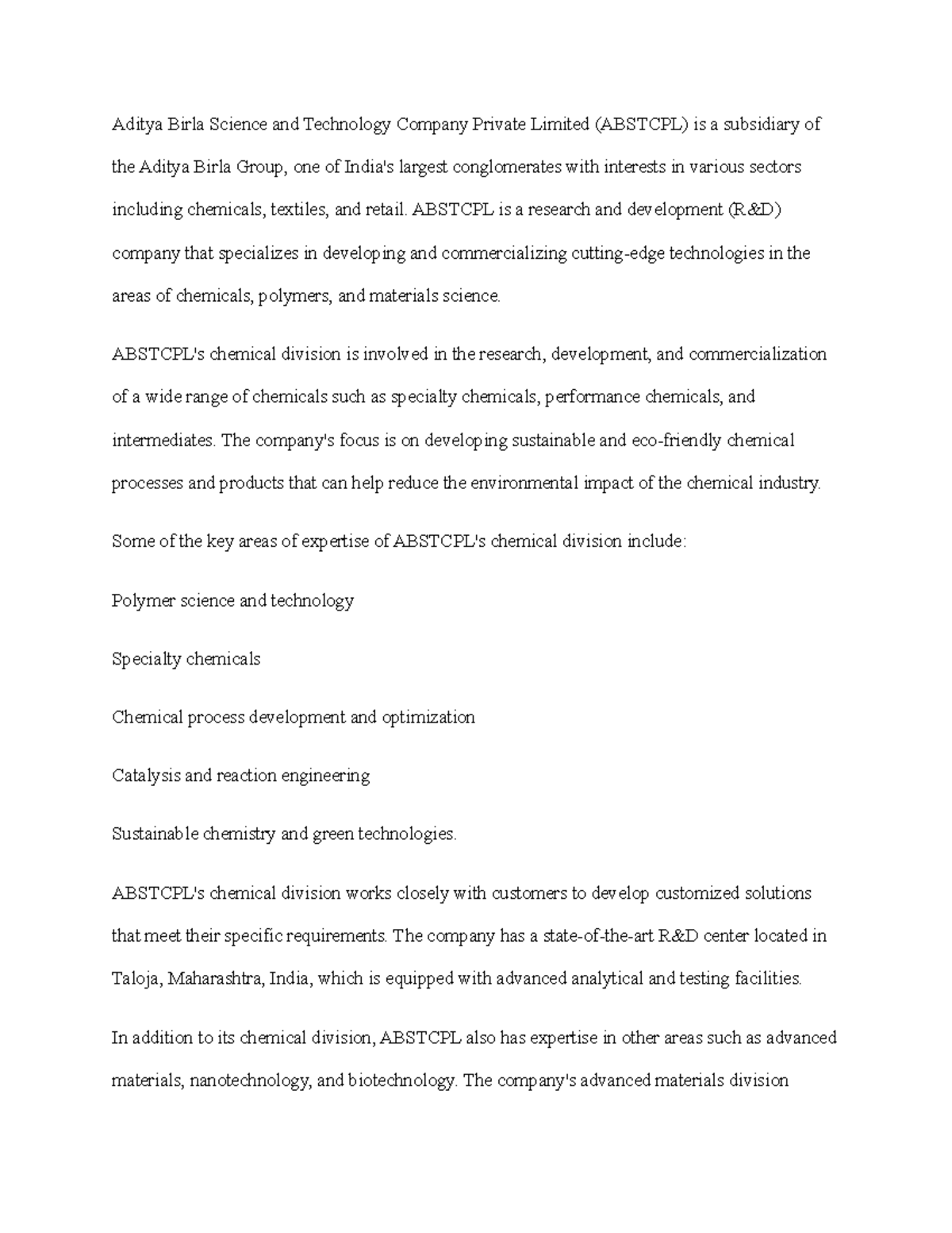 13 - Aditya birla group as Tech - Aditya Birla Science and Technology ...