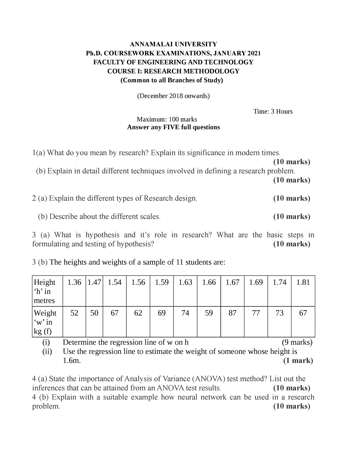 annamalai university phd research methodology syllabus