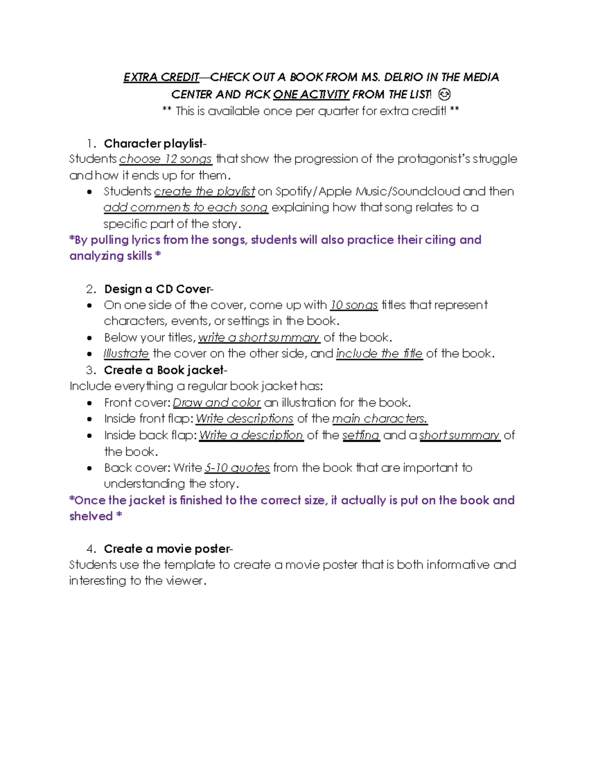 Extra CreditBOOK Report Instructions EXTRA CREDIT—CHECK OUT A BOOK