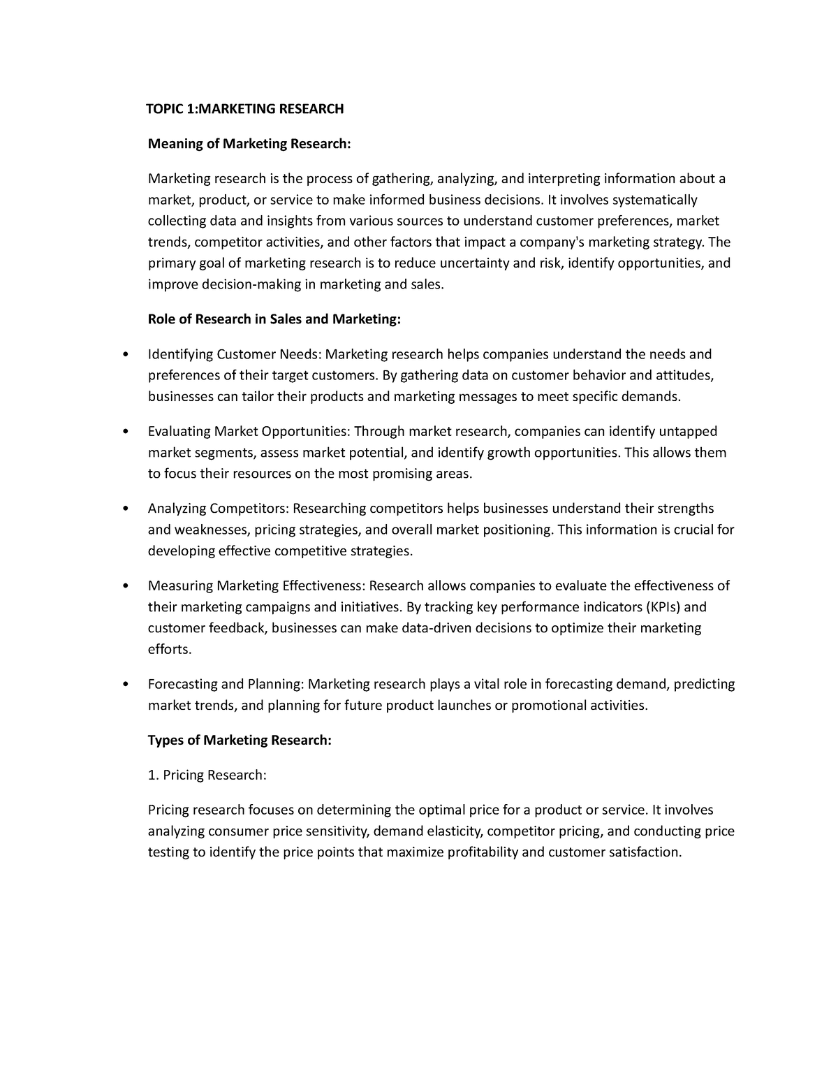 Marketing research - notes - TOPIC 1:MARKETING RESEARCH Meaning of ...