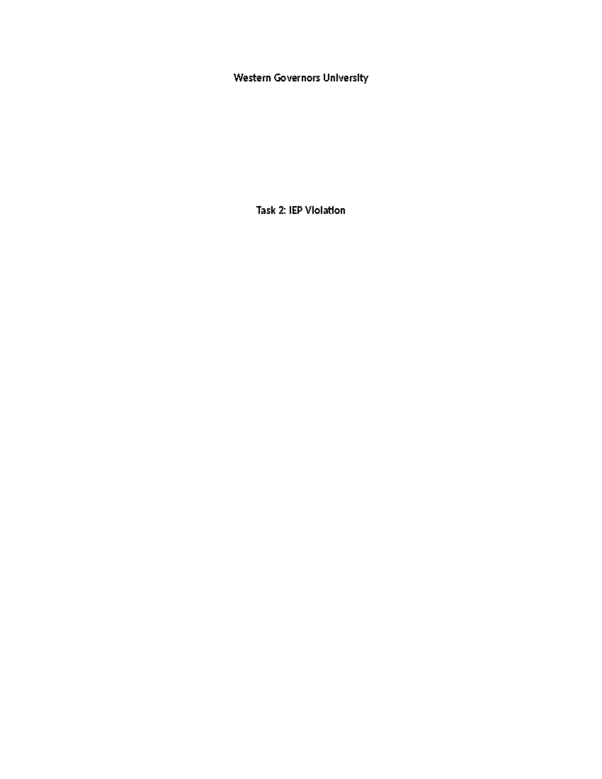 Task 2 D018 Task 2IEP Violation Western Governors University Task