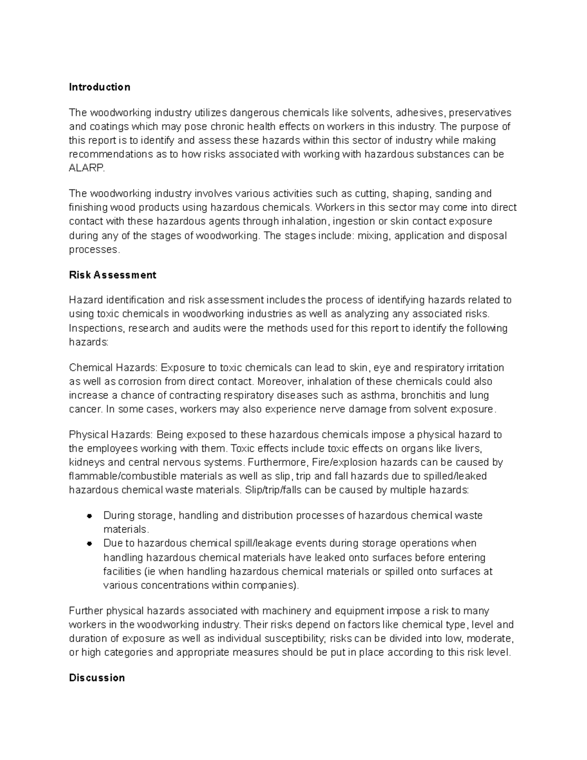 Assessment 2 Case Study Analysis Report - Introduction The woodworking ...