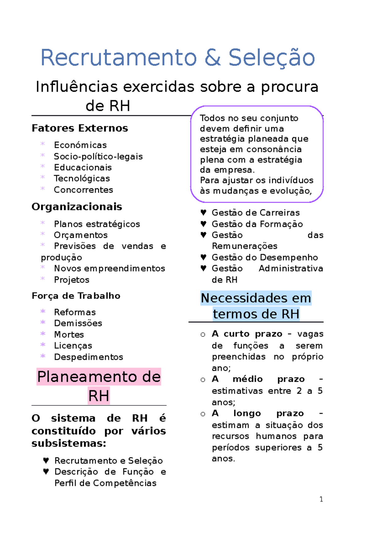 Recrutamento & seleção apontamentos Recrutamento & Seleção Influências exercidas sobre a Studocu Recrutamento & seleção apontamentos Recrutamento & Seleção Influências exercidas sobre a Studocu