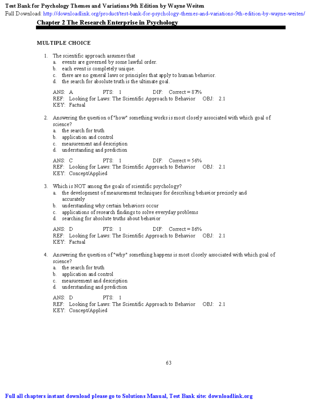 Intro To Psychology - Test Bank - Psych 1001 - Memorial University ...