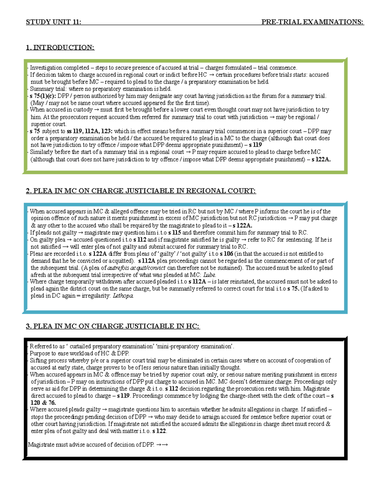 CMP2601 11 Pre trial examinations - STUDY UNIT 11: PRE-TRIAL ...