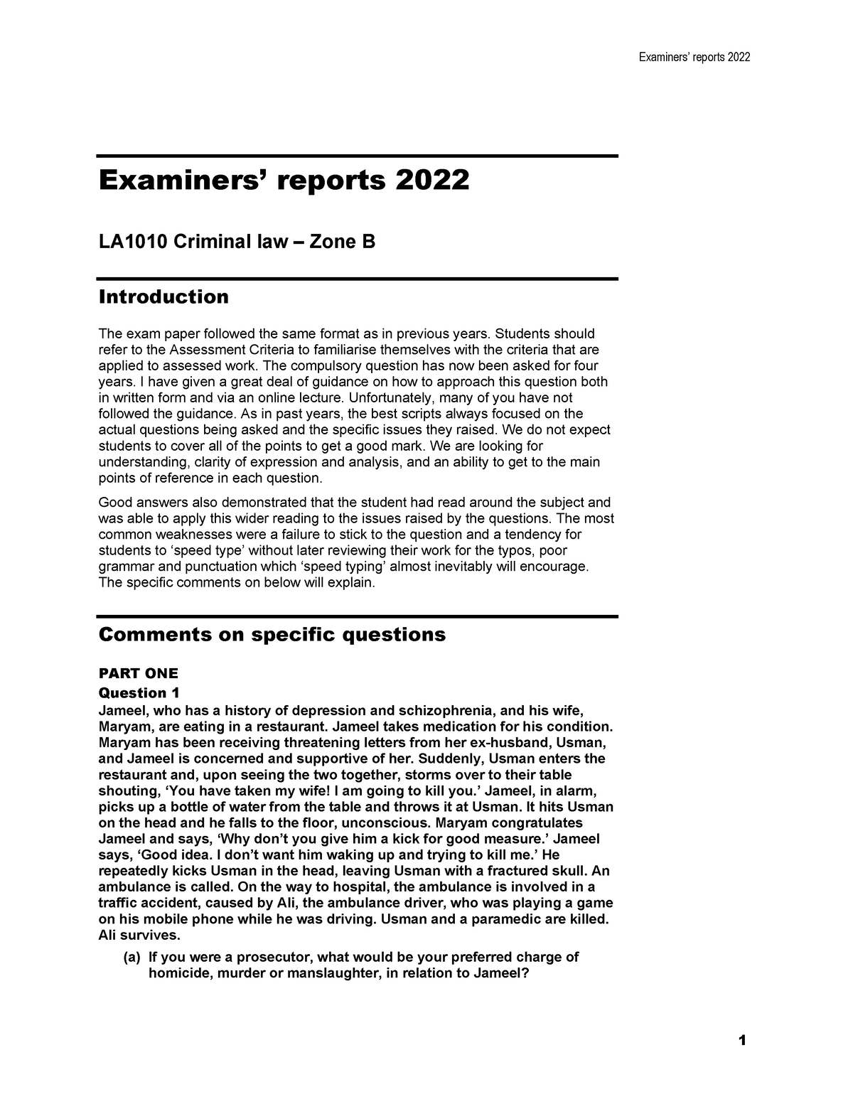 Criminal Report 2022 B - Examiners’ Reports 20 22 Examiners’ Reports ...