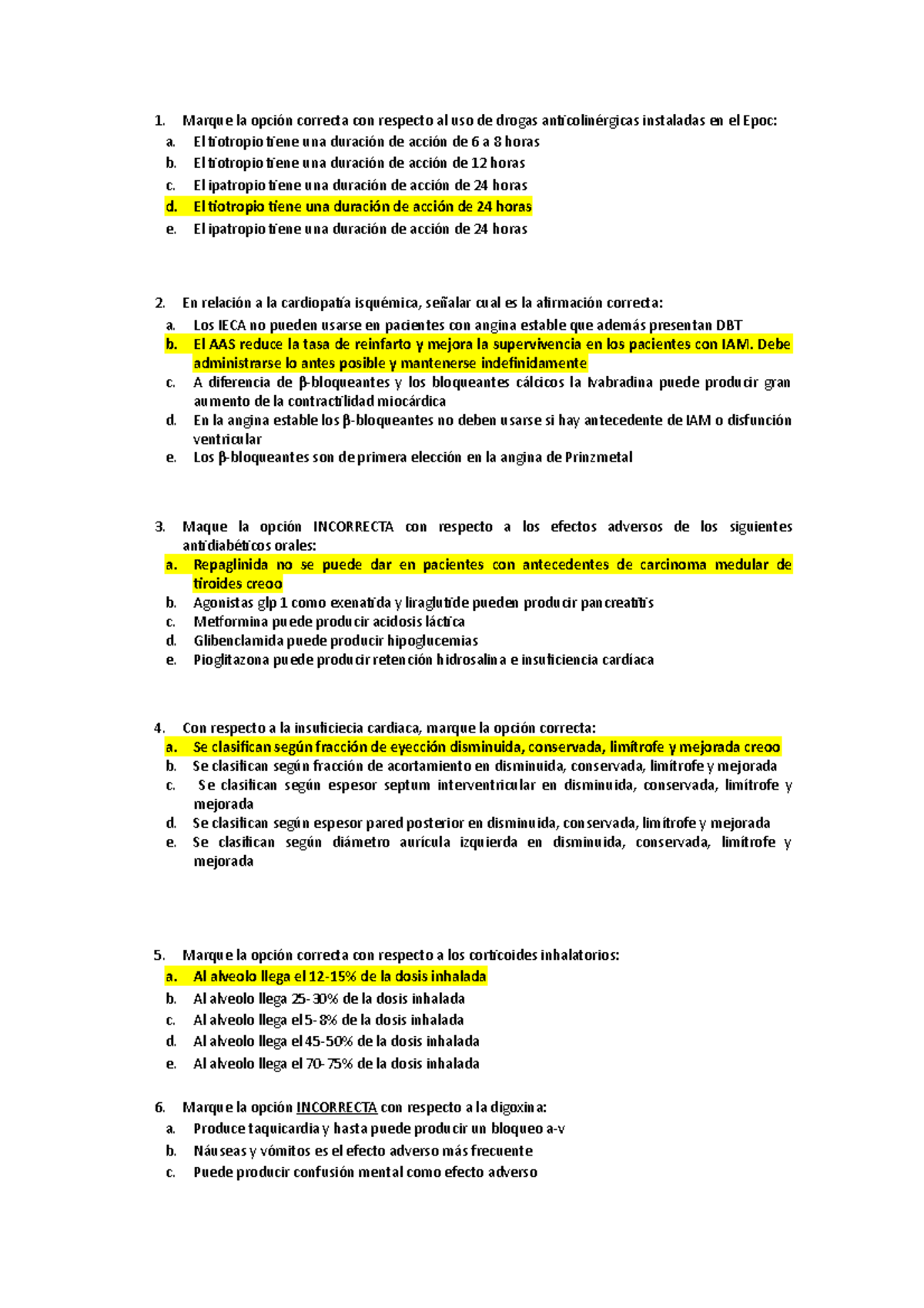 Terapeutica Completo todo arreglado - Marque la opción correcta con ...