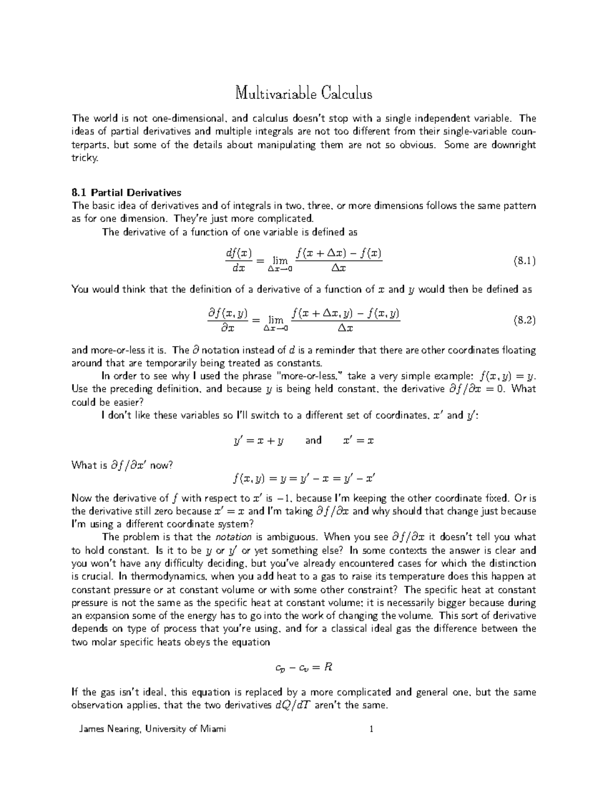 Multivariable Calculus - Multivariable Calculus The World Is Not One ...