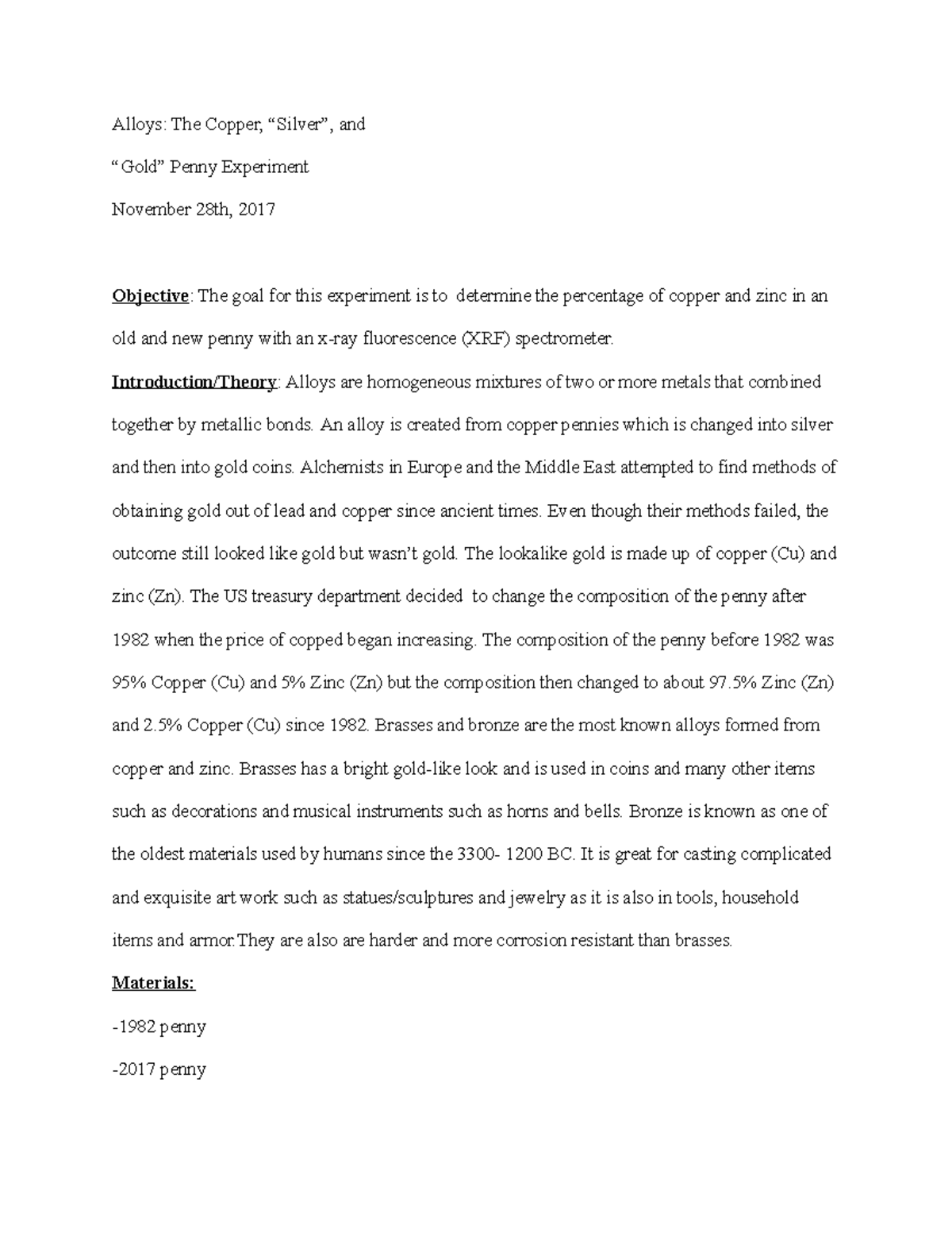 Alloys The Copper Silver And Gold Penny Experiment Alloys The Copper Silver And Gold Studocu