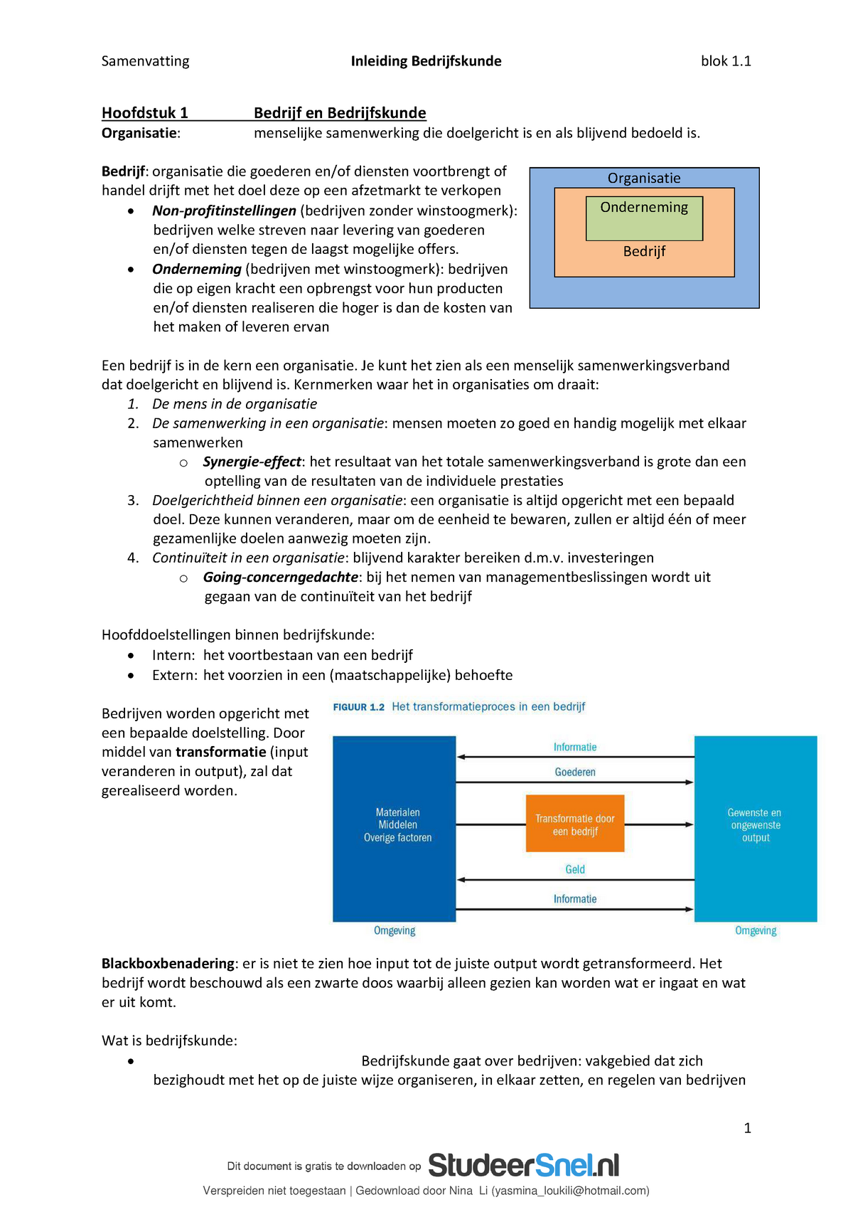 Samenvatting Boek Bedrijfskunde Integraal Hoofdstuk 1 Tm 8[5232 ...