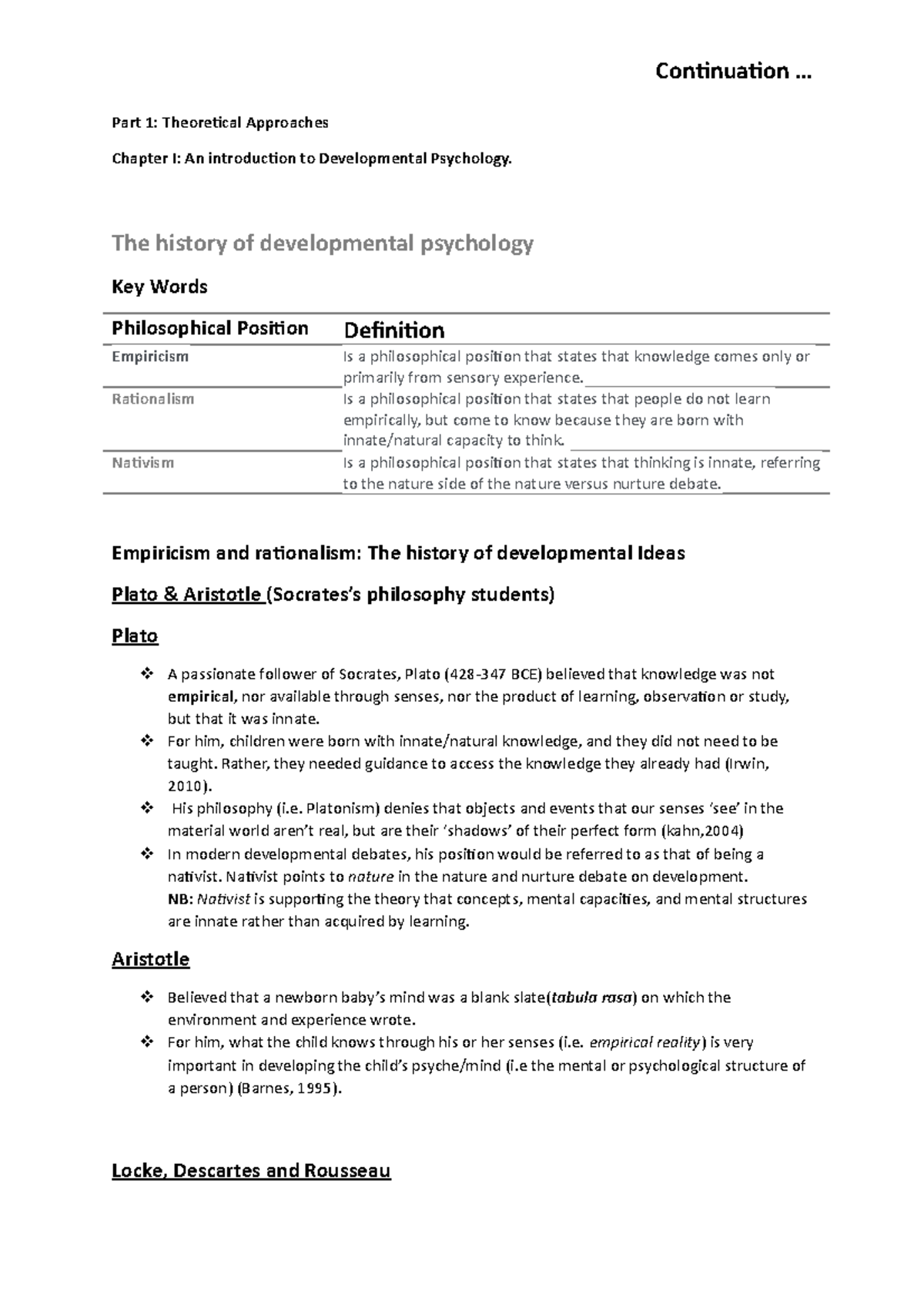 The history of developmental psychology - Continuation ... Part 1 ...