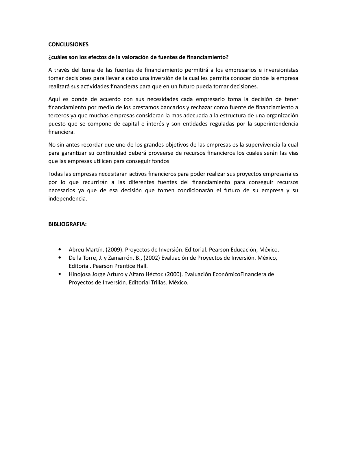 Fuentes DEL Financiamiento Conclusiones - CONCLUSIONES ¿cuáles son los ...