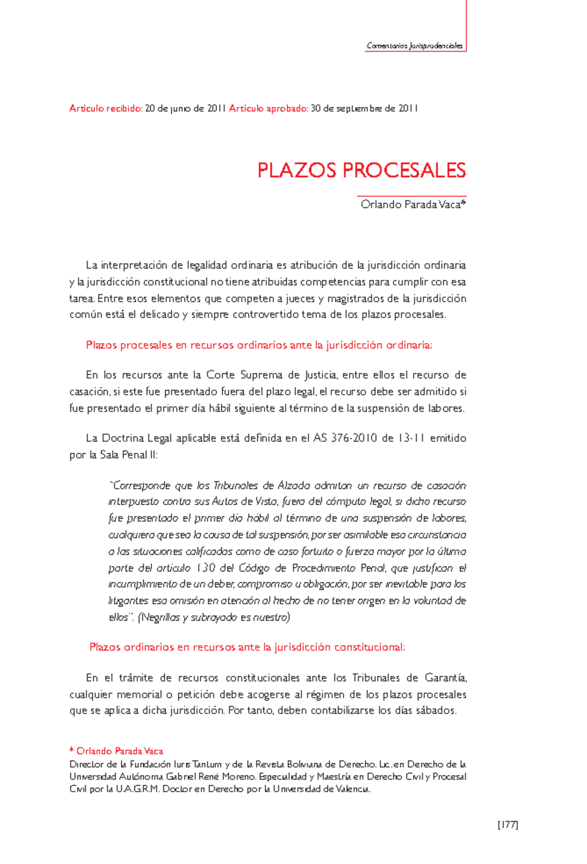 Plazos Procesales - PROCEDIMIENTO CIVIL - Comentarios Jurisprudenciales ...