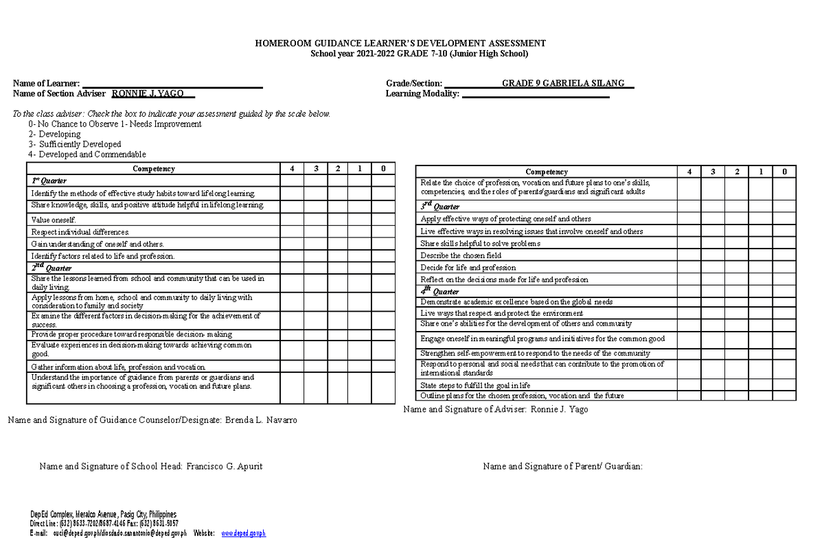 HGP-Legal-Template - Template for Homeroom Guidance report - DepEd ...