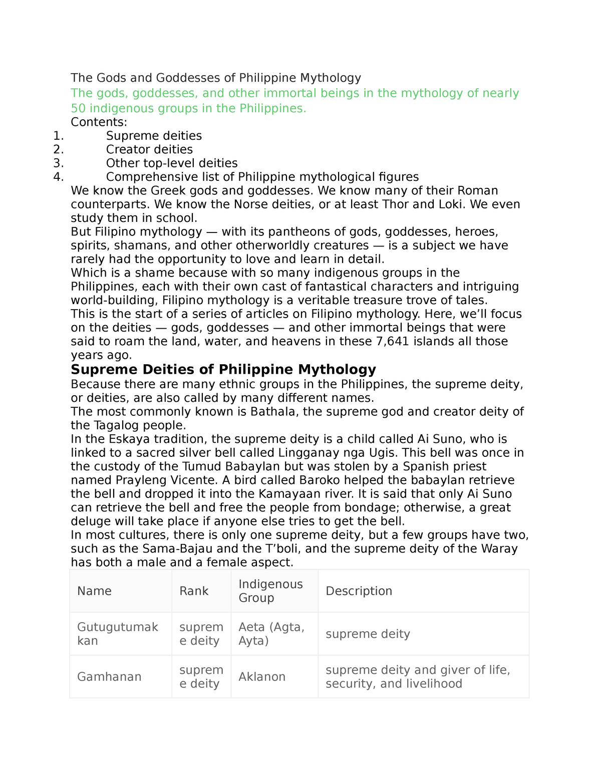 philippine mythology essay