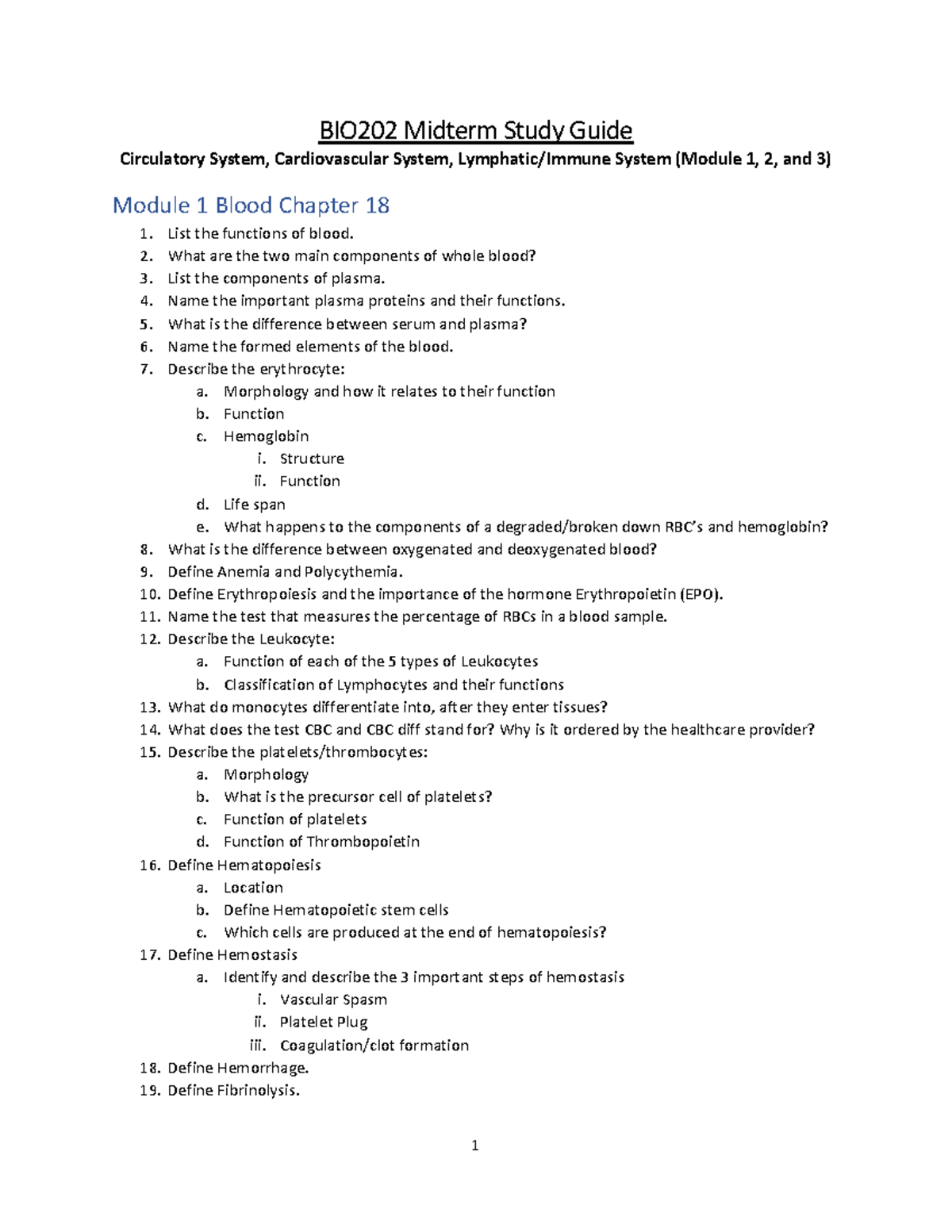 BIO 202 Midterm Study Guide Spring B 2024 - BIO202 Midterm Study Guide ...