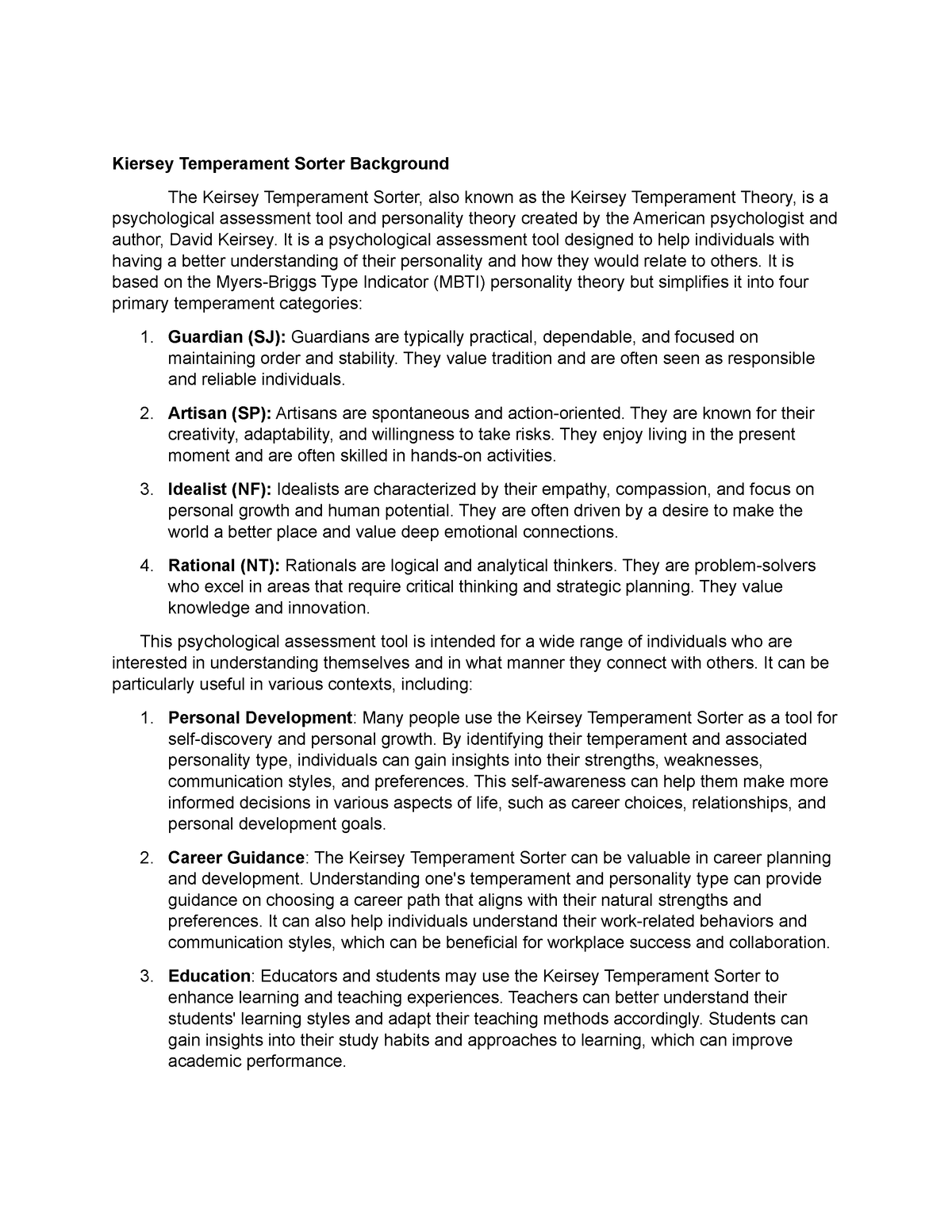 kiersey-temperament-sorter-it-is-a-psychological-assessment-tool