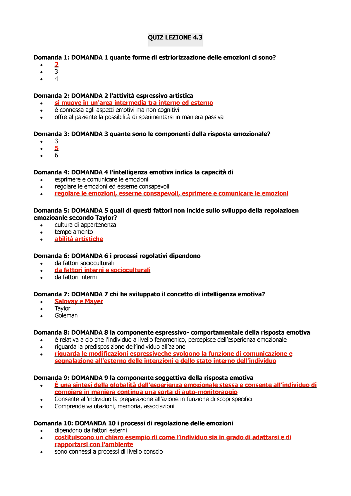 Quizi Lezioni 4-7-15 - Scienze E Tecniche Psicologiche - Uniecampus ...