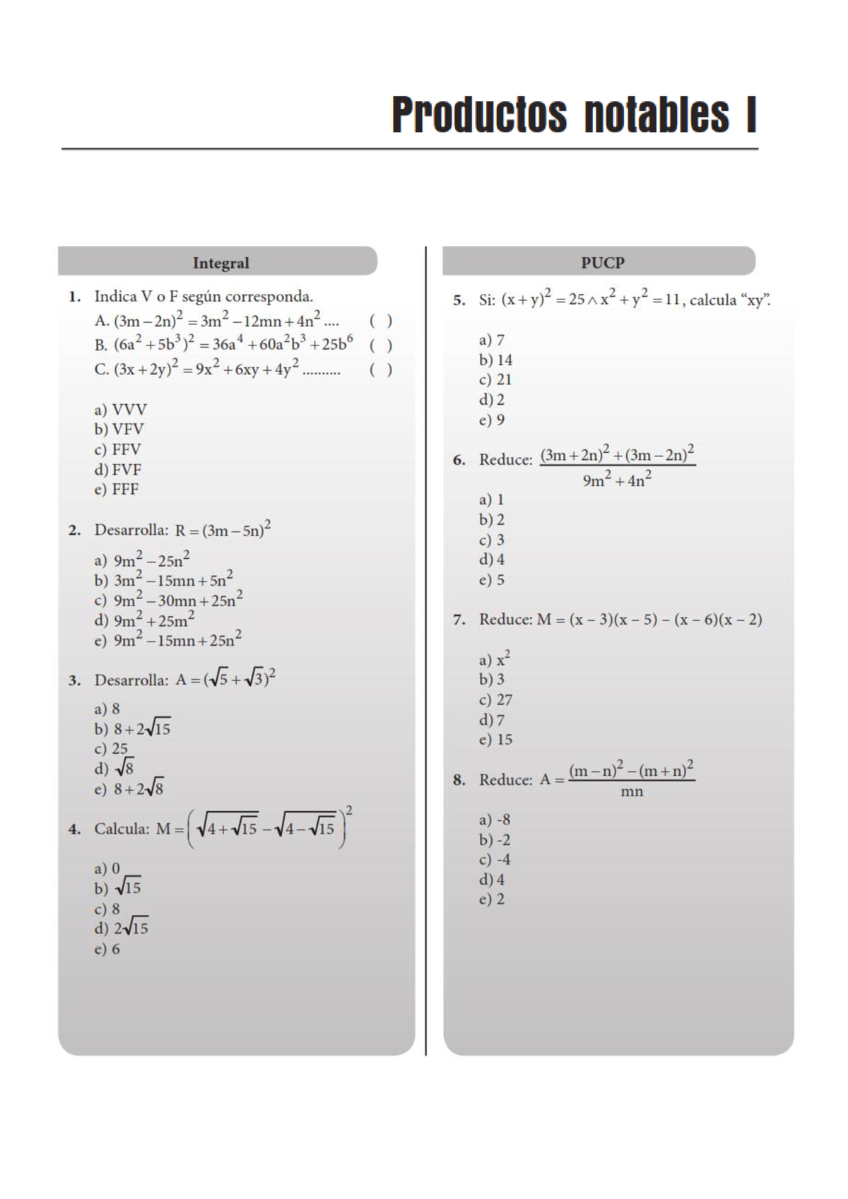 Productos Notables - ALGEBRA LINEAL - Studocu