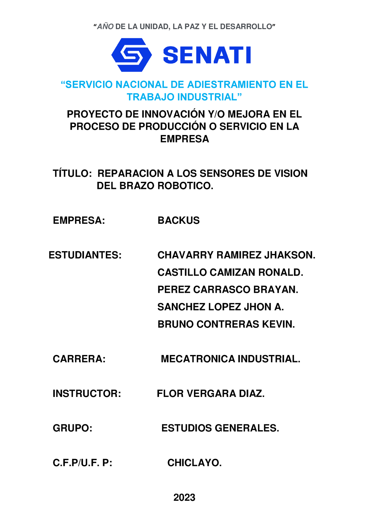 Trabajo- Senati Tecnicas Y Metos AI Senati - “AÑO DE LA UNIDAD, LA PAZ ...