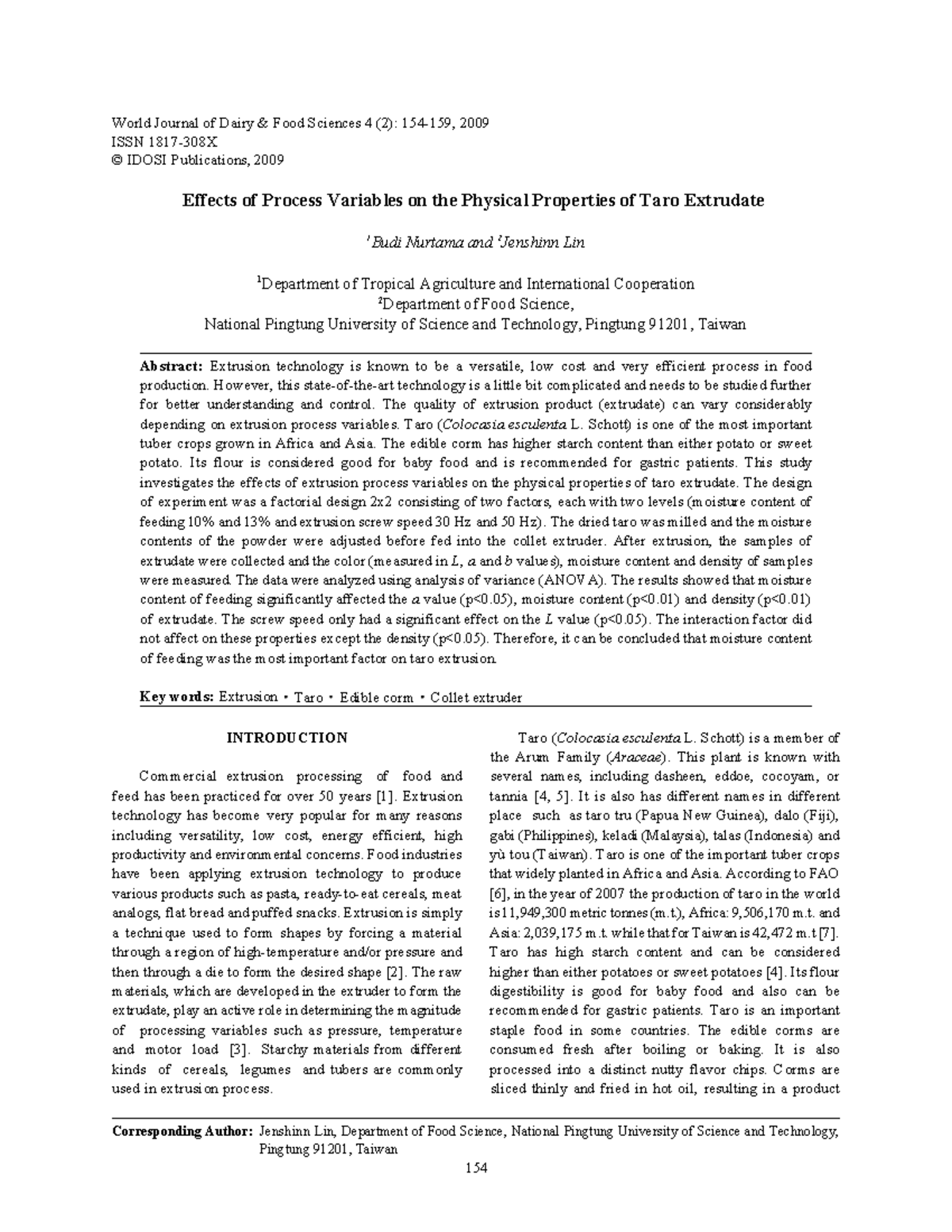 Effects of Process Variables on the Phys - World Journal of Dairy ...