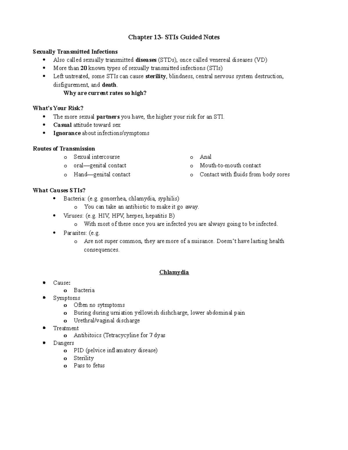 Ch 13- STIs Guided Notes 2017 - Chapter 13- STIs Guided Notes Sexually ...