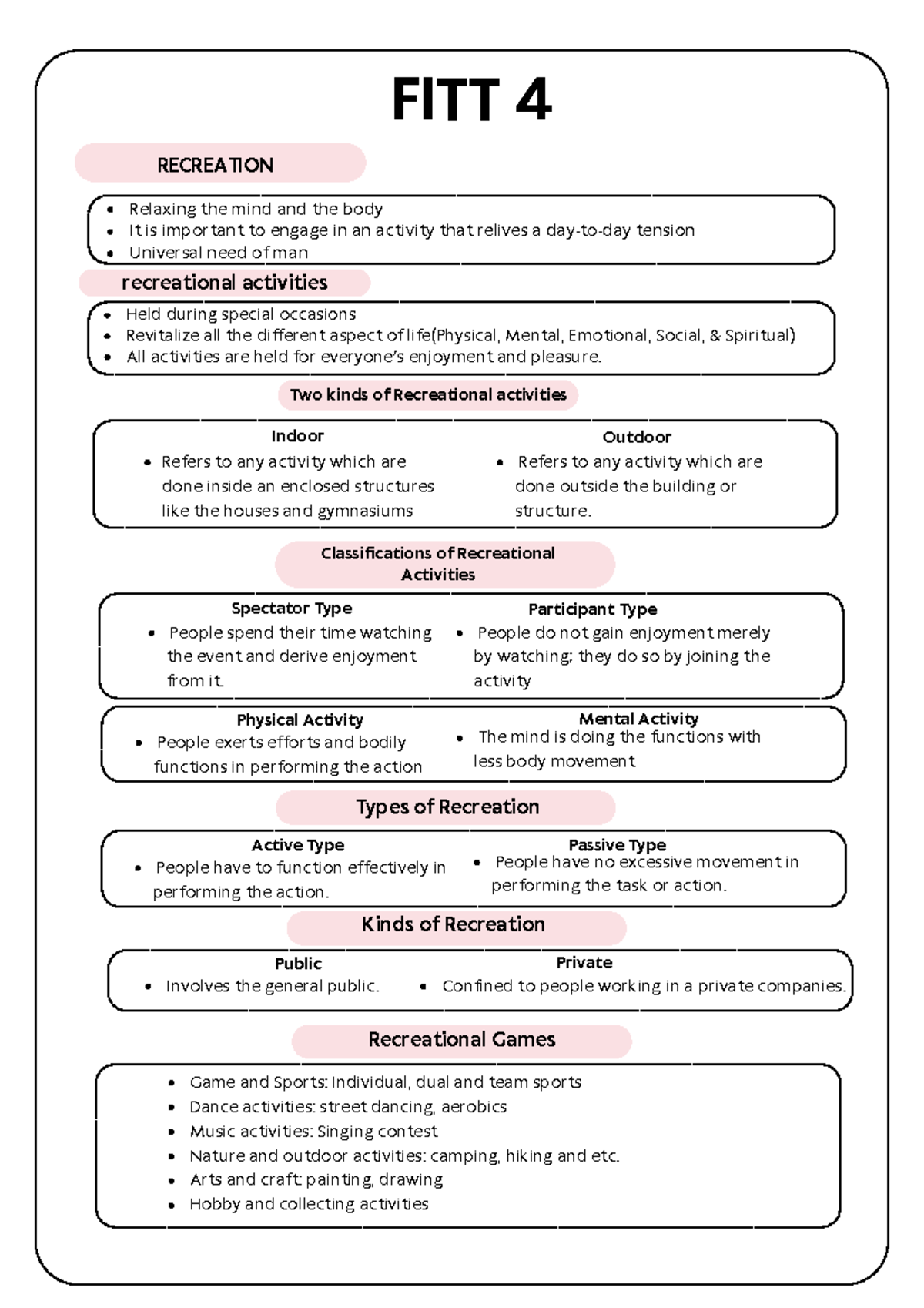FITT 4 Notes - BS PSYCHOLOGY REVIEWER - FITT 4 Relaxing the mind and ...