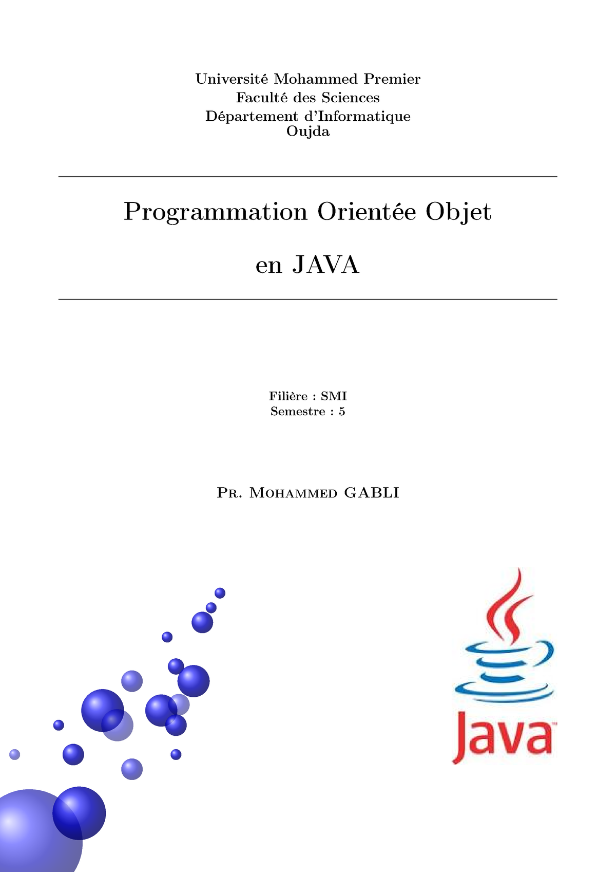 Java SMI-S5 - Cour Java SMI-S5 - Université Mohammed Premier Faculté ...