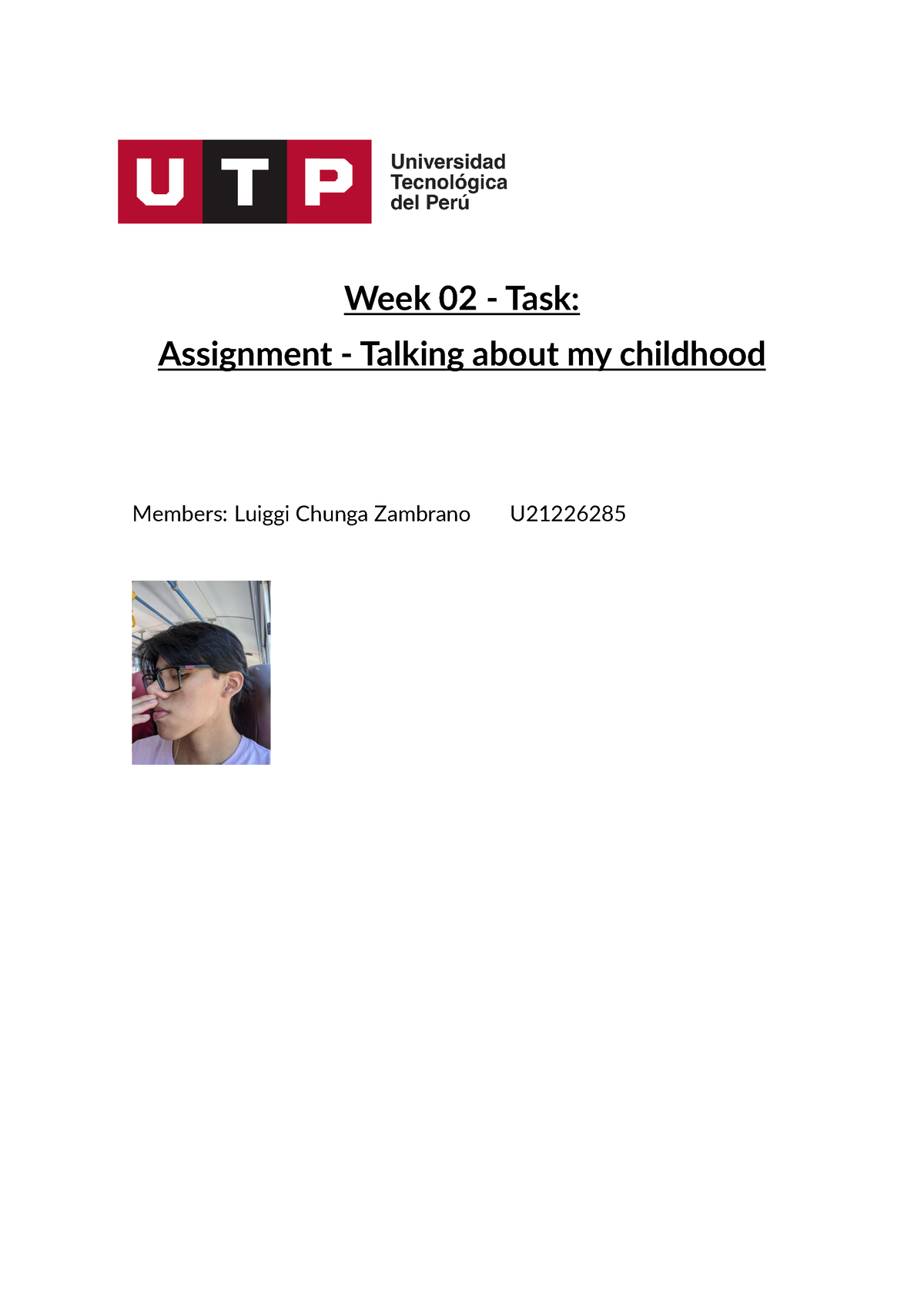 task assignment talking about my childhood