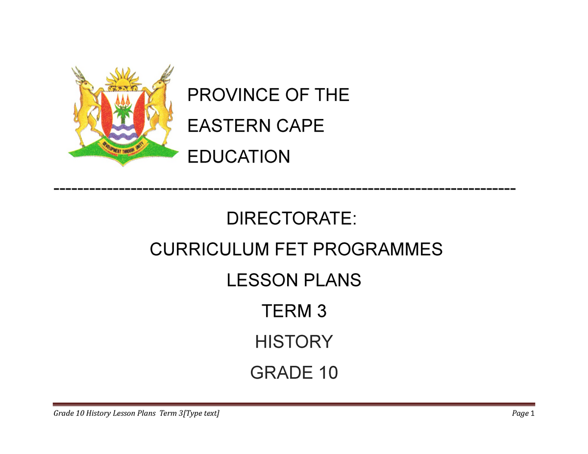 eastern cape grade 10 tourism papers term 3