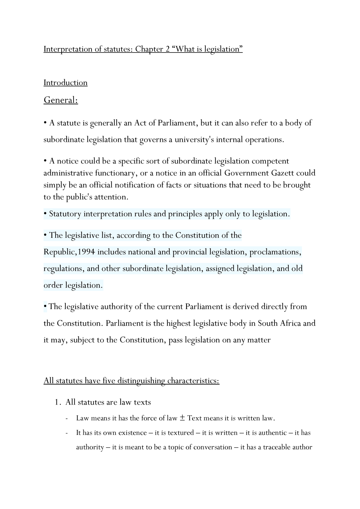 Interpretation Of Statutes Summary Notes Chapter 2 2020 ...