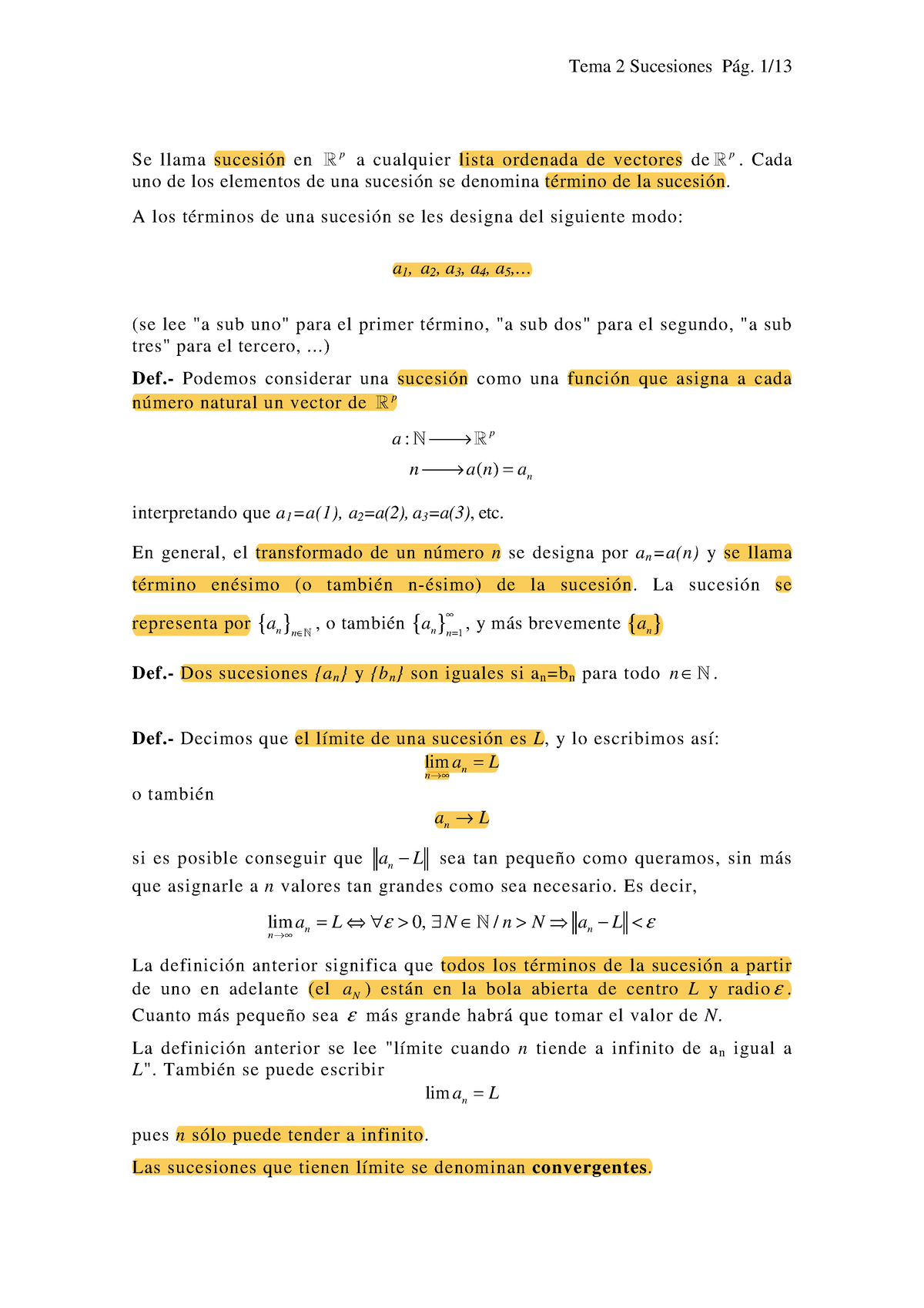 TEMA 2 - CÁ Lculo I - Se Llama Sucesión En P A Cualquier Lista Ordenada ...