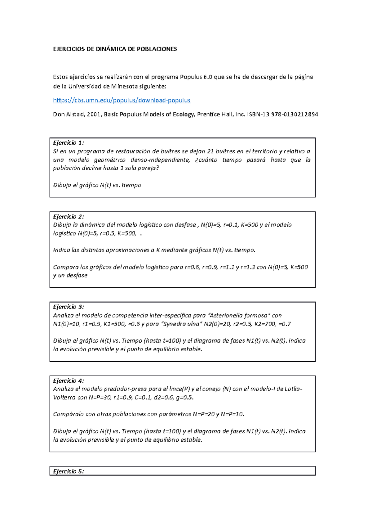 1 Ejercicios DE Dinámica DE Poblaciones ( Populus 6 - EJERCICIOS DE ...